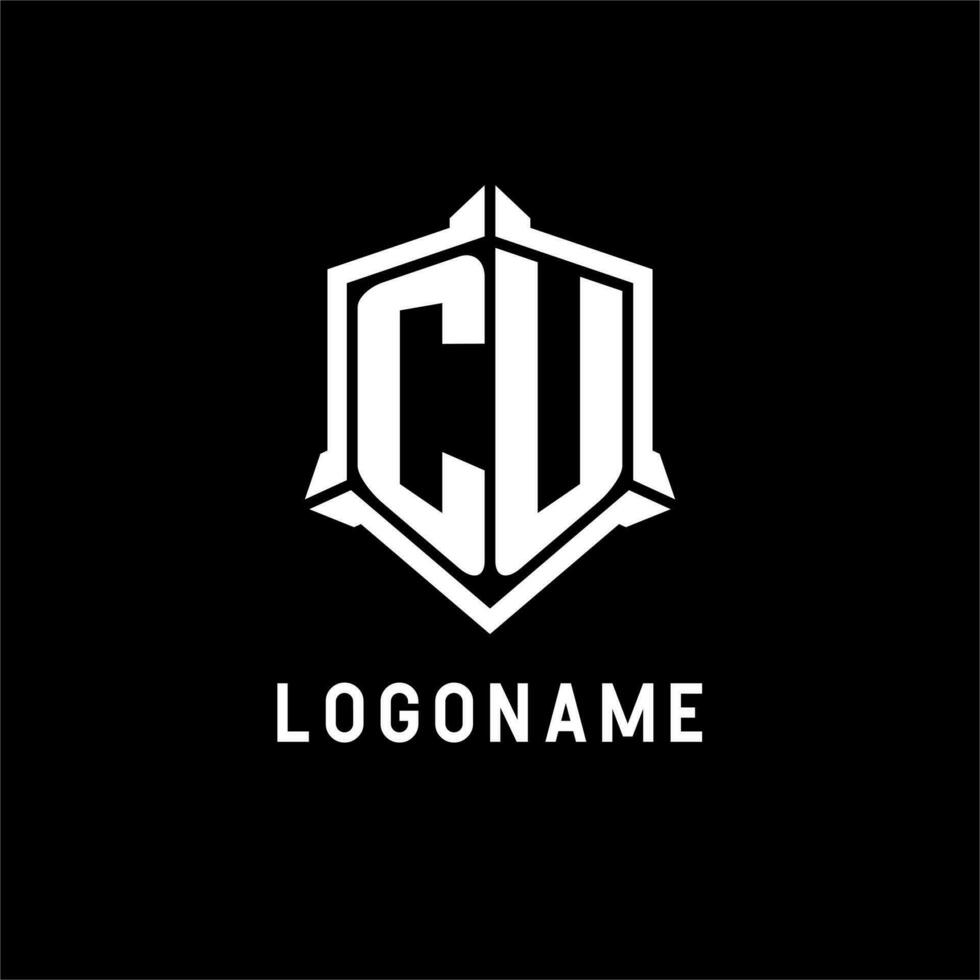 cu logo iniziale con scudo forma design stile vettore