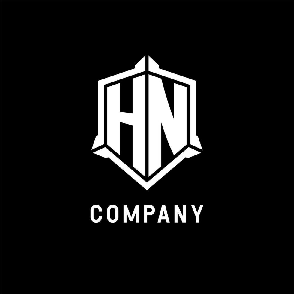 hn logo iniziale con scudo forma design stile vettore