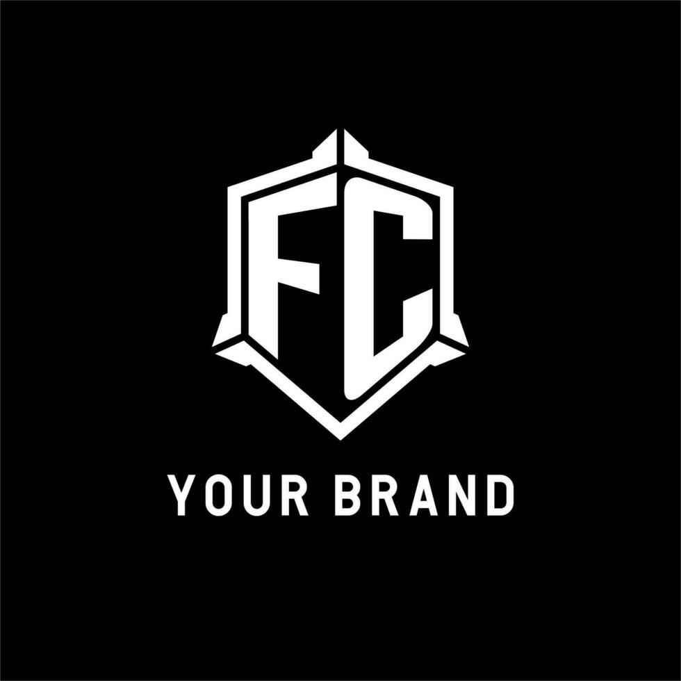 fc logo iniziale con scudo forma design stile vettore