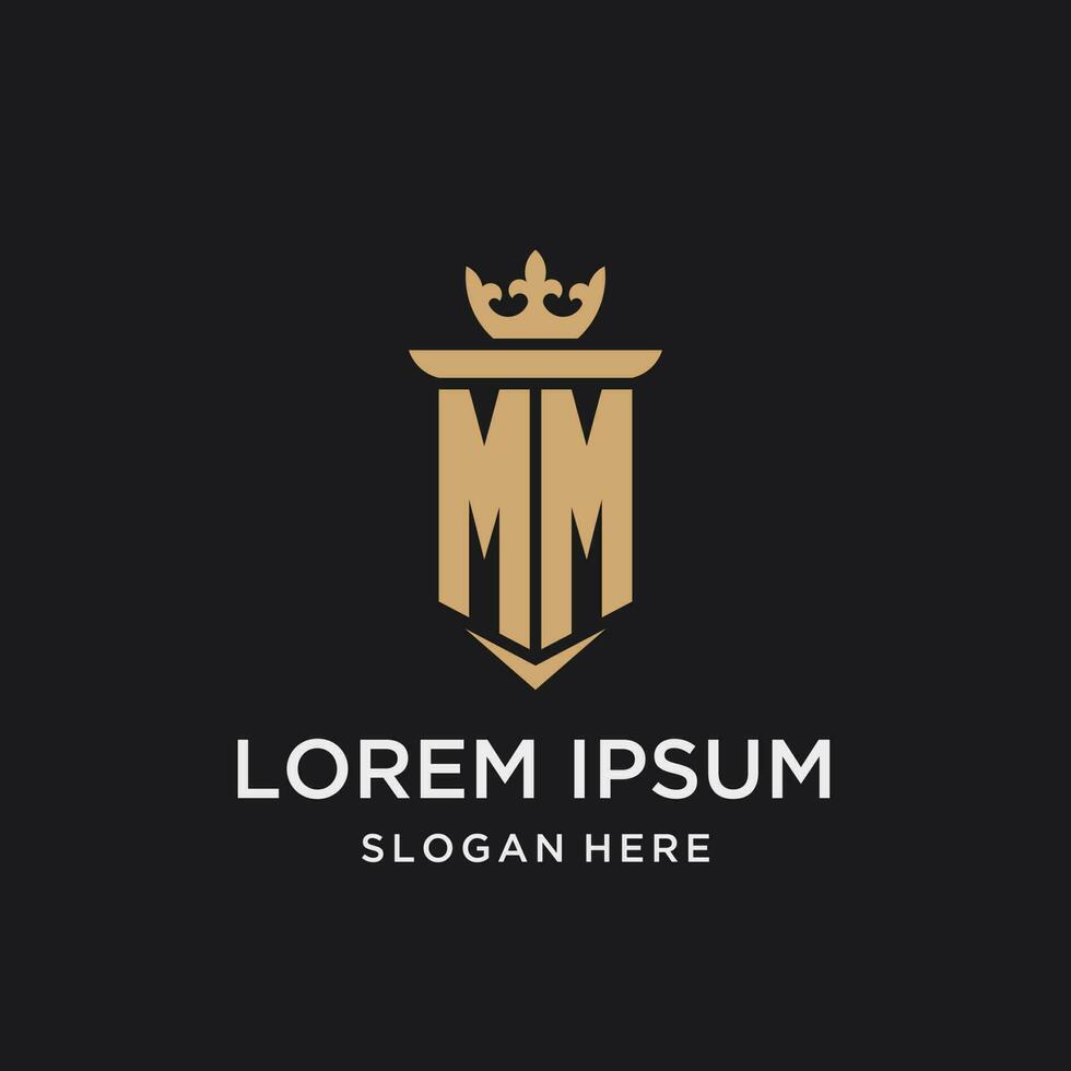 mm monogramma con medievale stile, lusso e elegante iniziale logo design vettore
