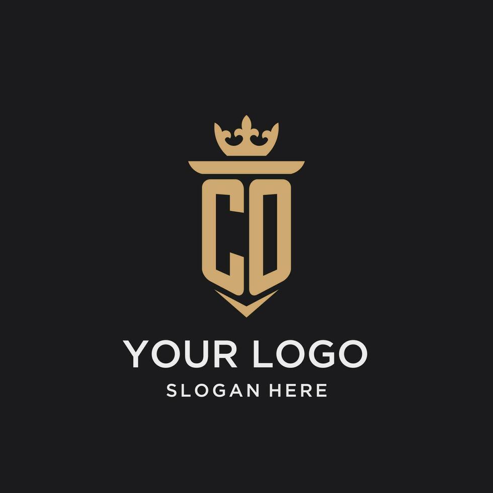 co monogramma con medievale stile, lusso e elegante iniziale logo design vettore