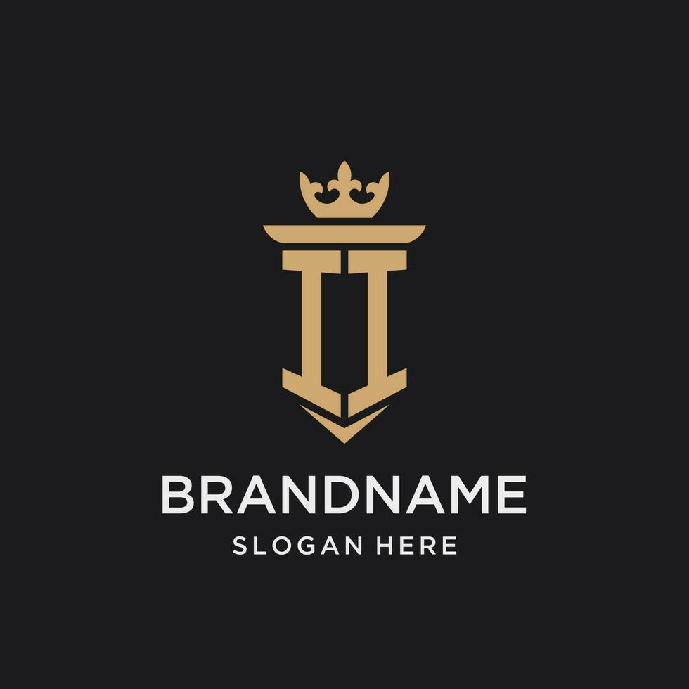 ii monogramma con medievale stile, lusso e elegante iniziale logo design vettore