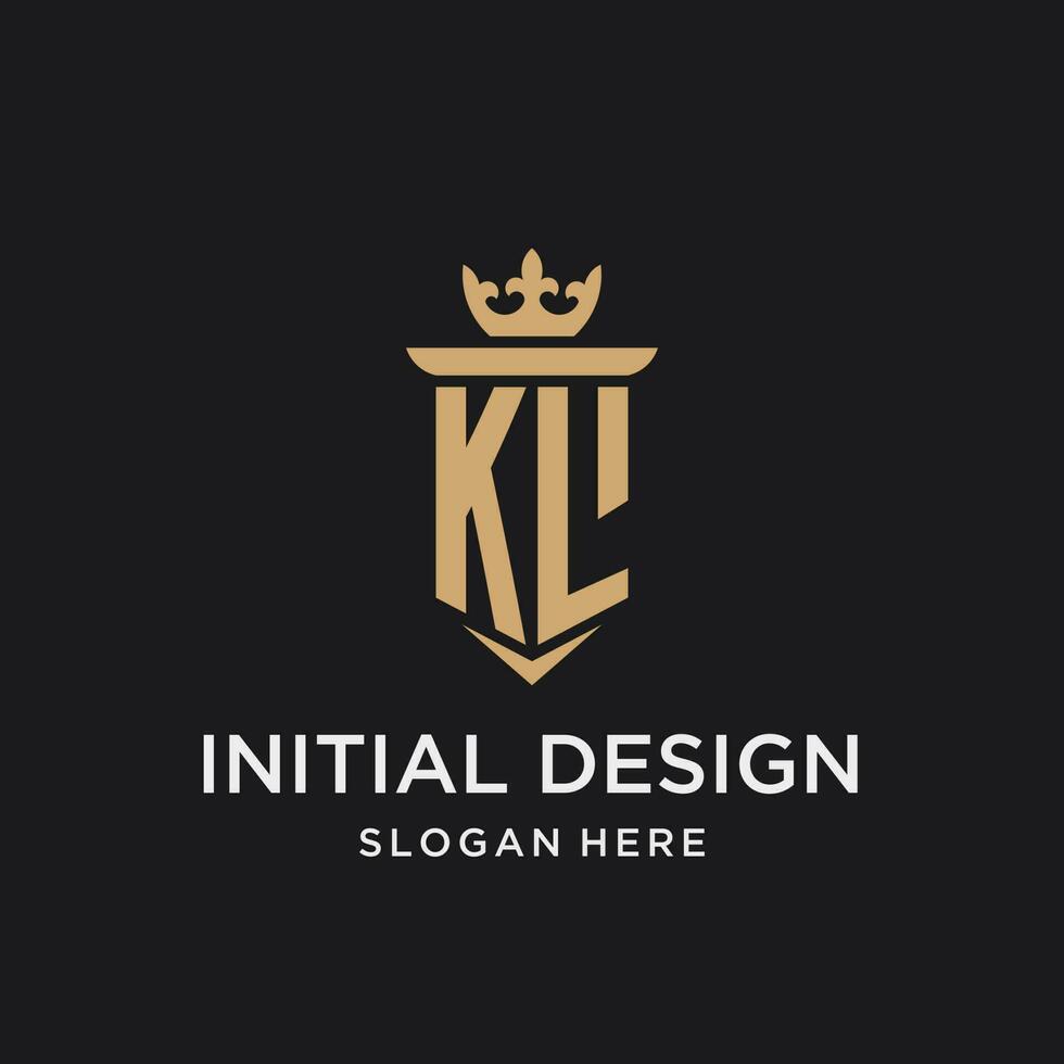 kl monogramma con medievale stile, lusso e elegante iniziale logo design vettore