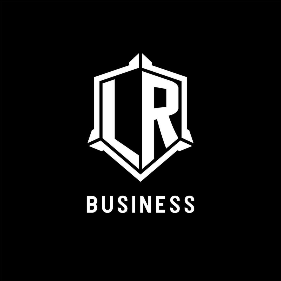 lr logo iniziale con scudo forma design stile vettore