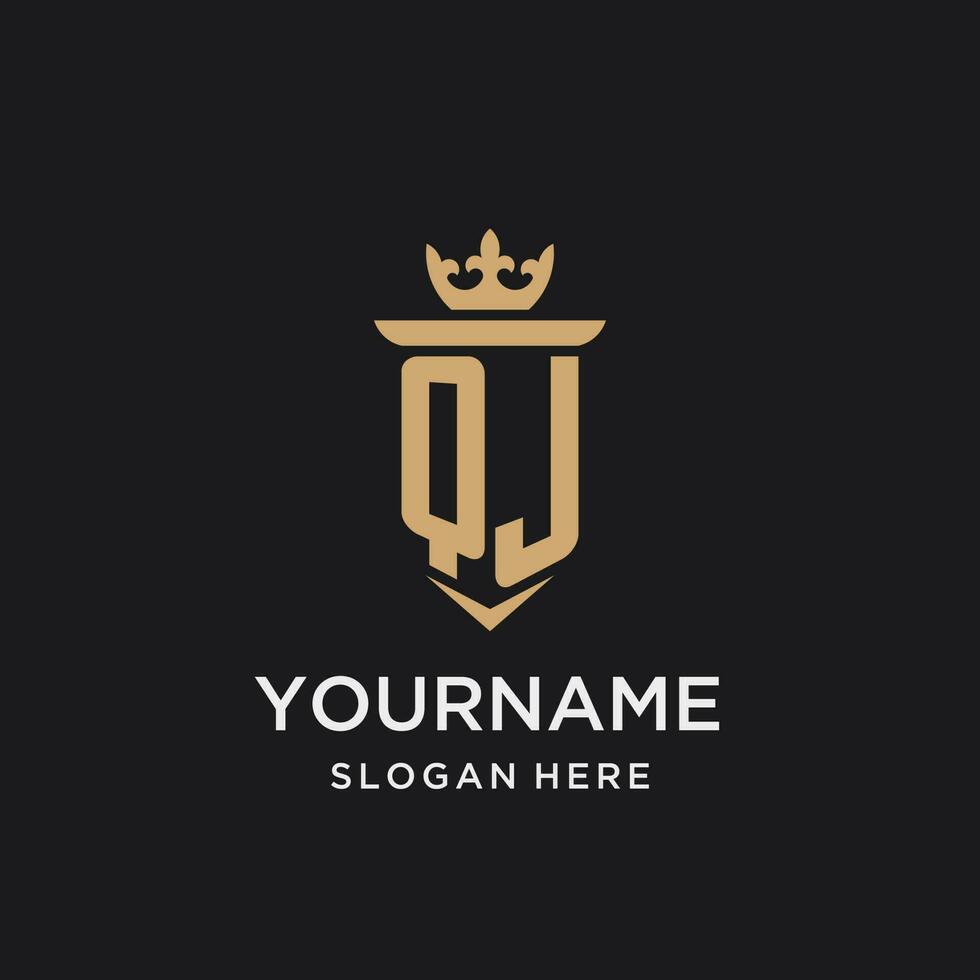 qj monogramma con medievale stile, lusso e elegante iniziale logo design vettore