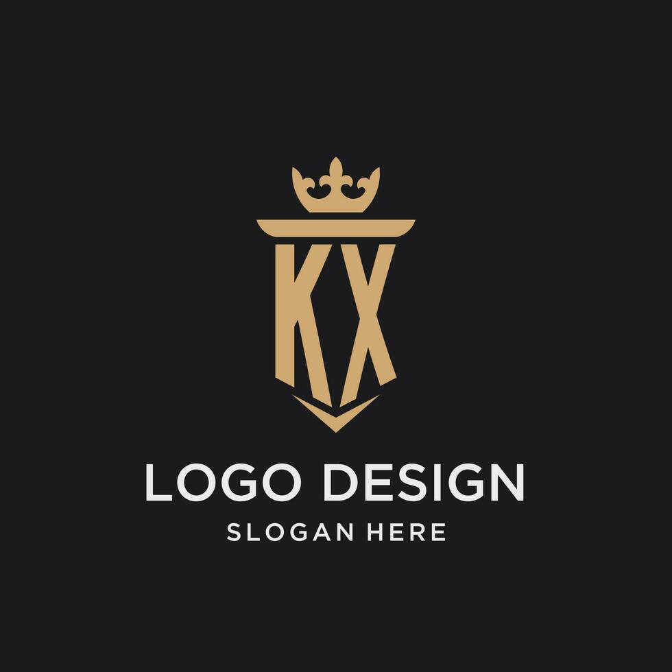 kx monogramma con medievale stile, lusso e elegante iniziale logo design vettore