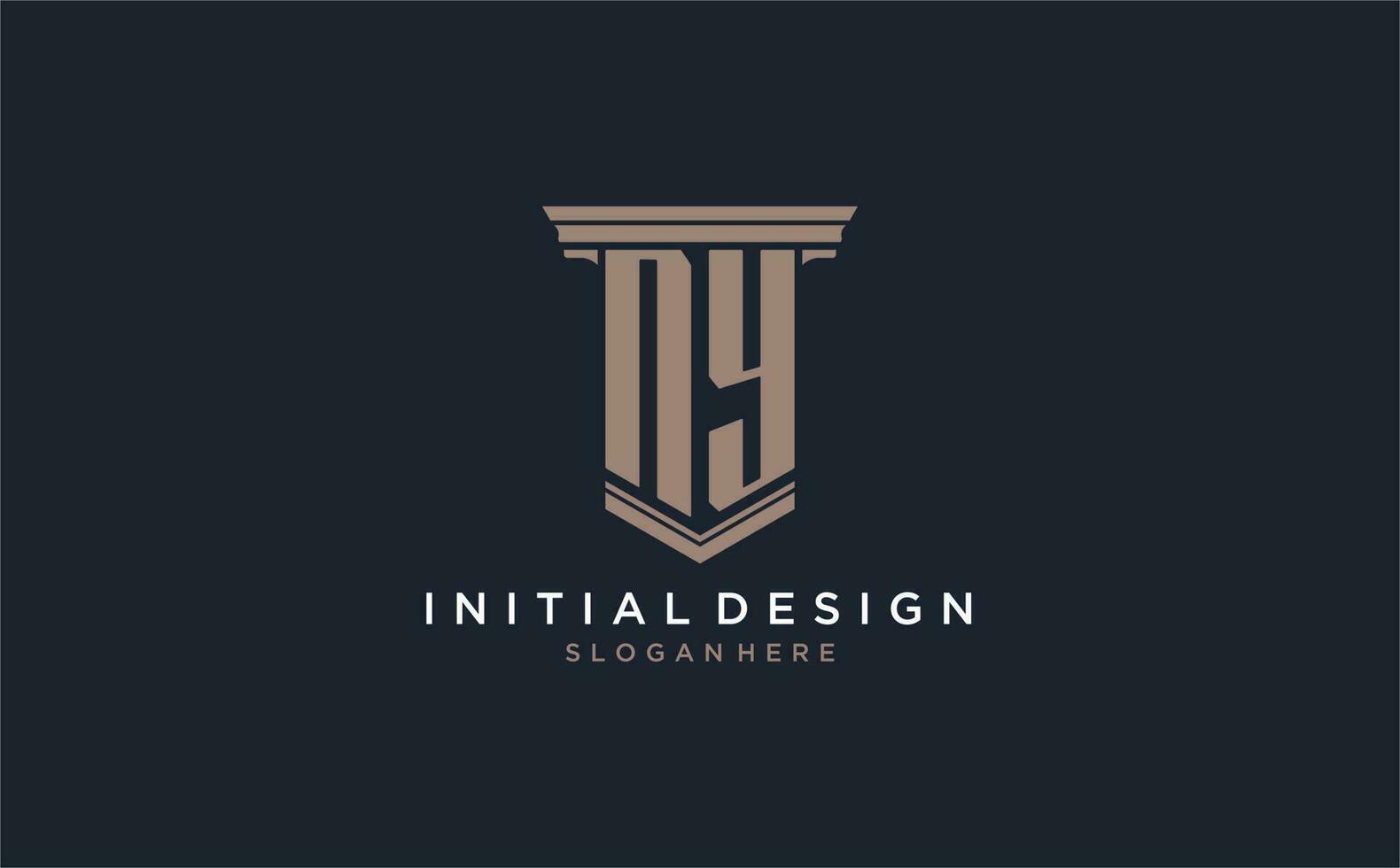 NY iniziale logo con pilastro stile, lusso legge azienda logo design idee vettore