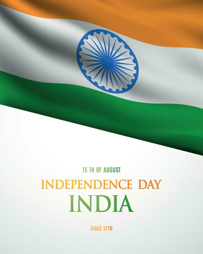 indiano indipendenza giorno con agitando bandiera. vettore