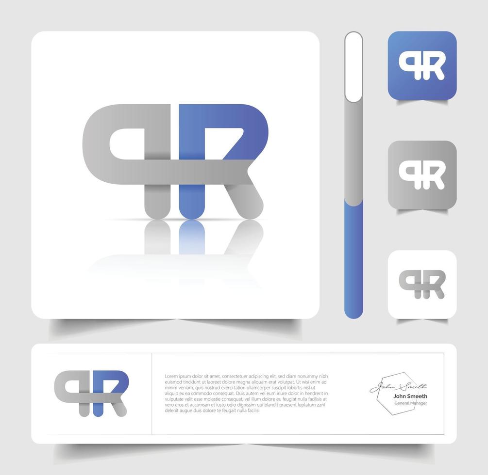 lettera pr logo design moderno vettore