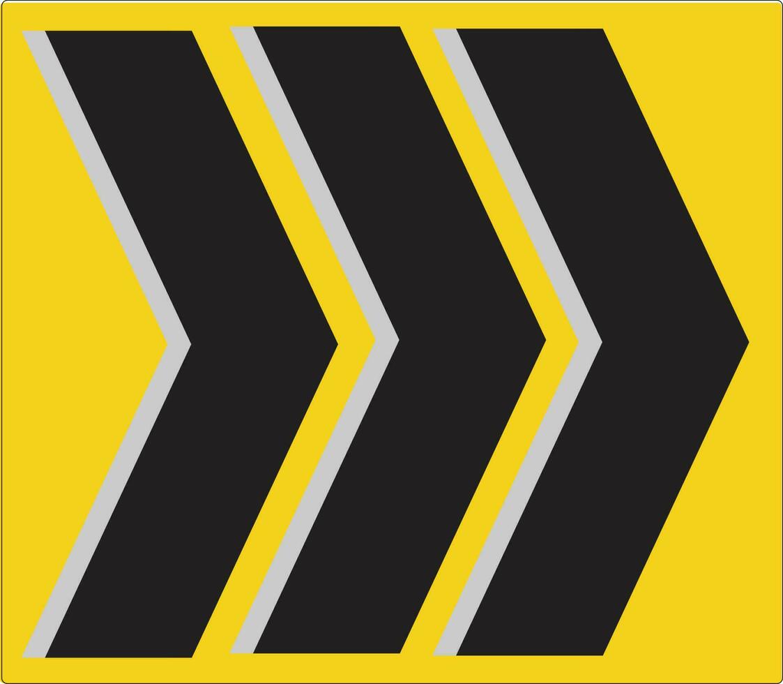 girare giusto attenzione cartello con giallo e nero sfondo vettore