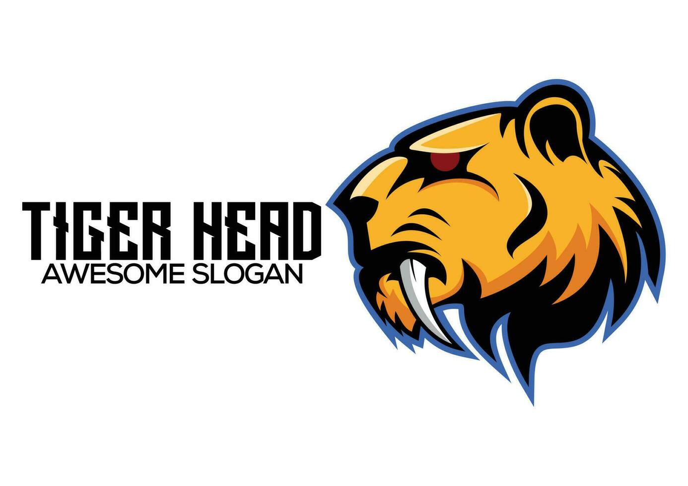 tigre testa logo design portafortuna esport vettore