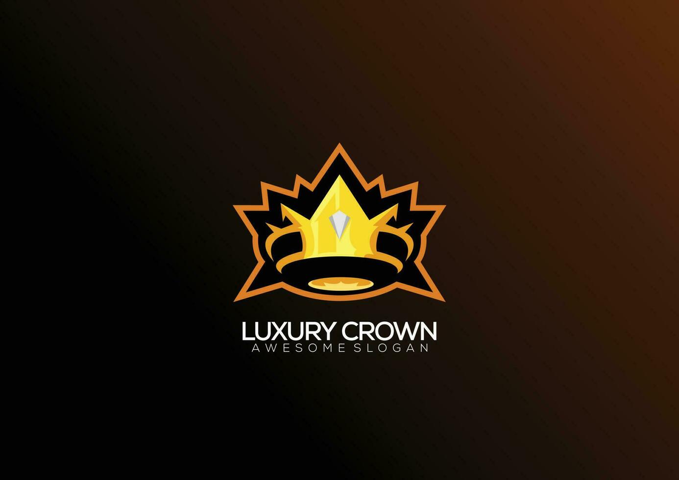 lusso corona logo design portafortuna vettore