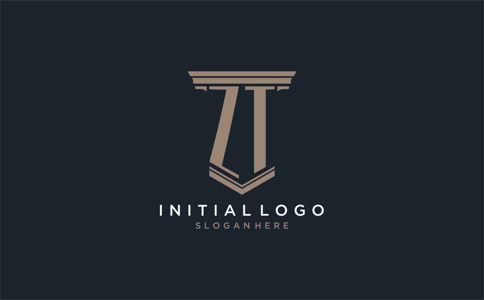 zt iniziale logo con pilastro stile, lusso legge azienda logo design idee vettore