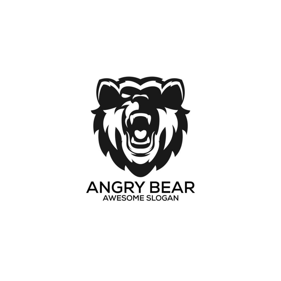 arrabbiato orso logo design linea arte vettore
