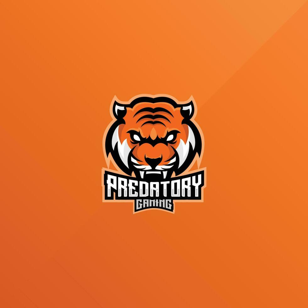 tigre predatore logo design gioco esport vettore
