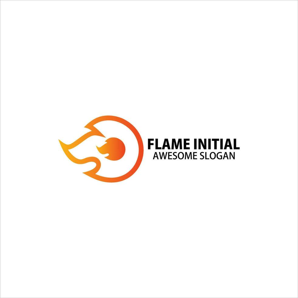 iniziale d con fuoco logo design pendenza colore vettore