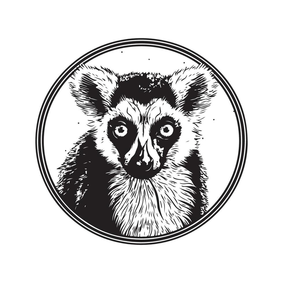 lemure, Vintage ▾ logo linea arte concetto nero e bianca colore, mano disegnato illustrazione vettore