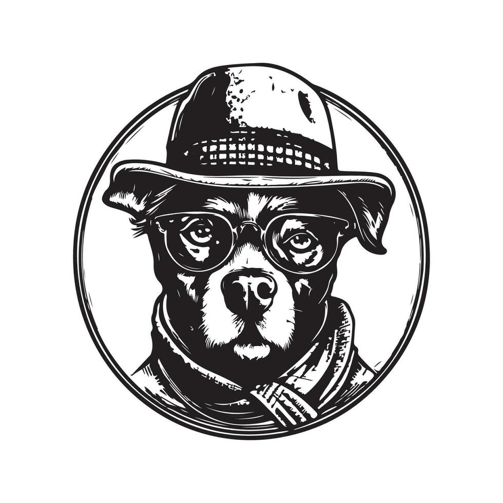 fricchettone cane, Vintage ▾ logo linea arte concetto nero e bianca colore, mano disegnato illustrazione vettore