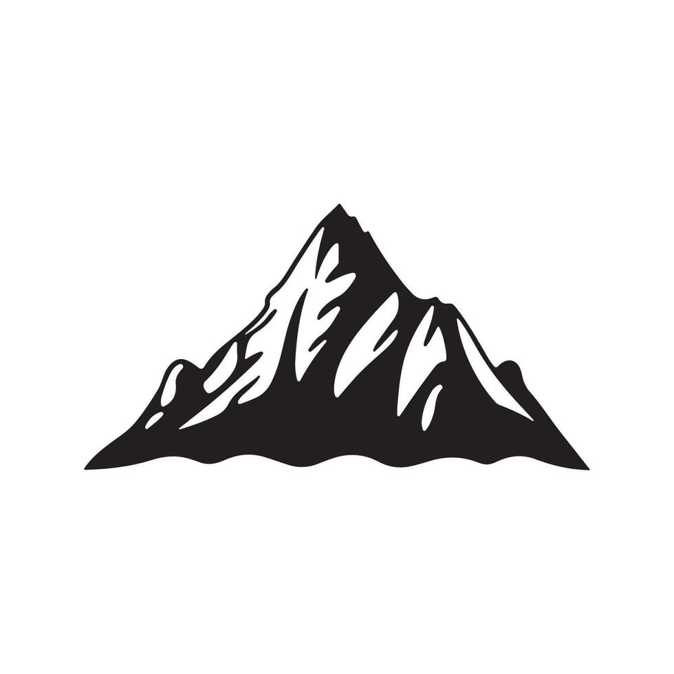 montagna, Vintage ▾ logo linea arte concetto nero e bianca colore, mano disegnato illustrazione vettore