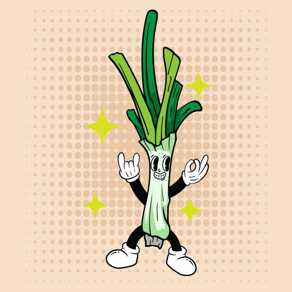 Groovy hippie personaggi verdure scarabocchio retrò cartone animato stile illustrazione semplice sfondo immagini per manifesto, coperchio, striscione, del desktop sfondo. vettore
