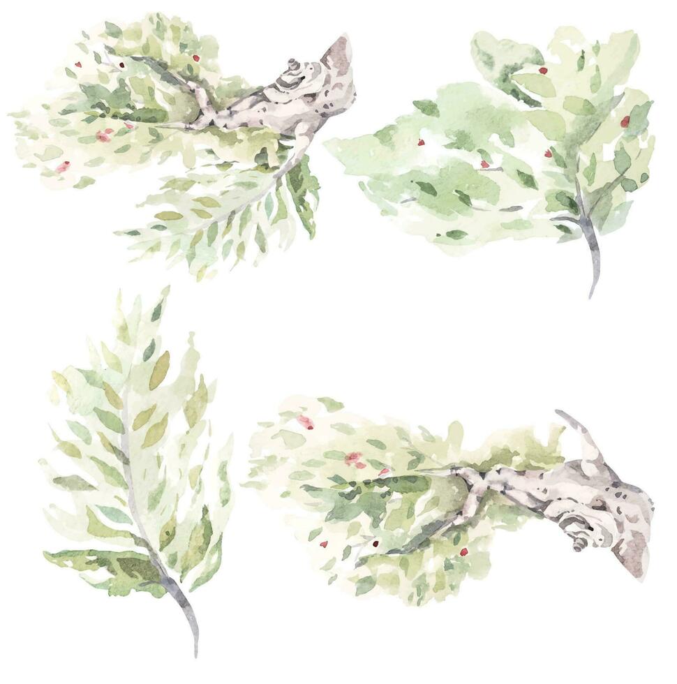 mano disegnato acquerello di ramoscelli e foglie.albero ramo.adatto per natura stile invito carta sfondo decorazione.astratto stile. vettore
