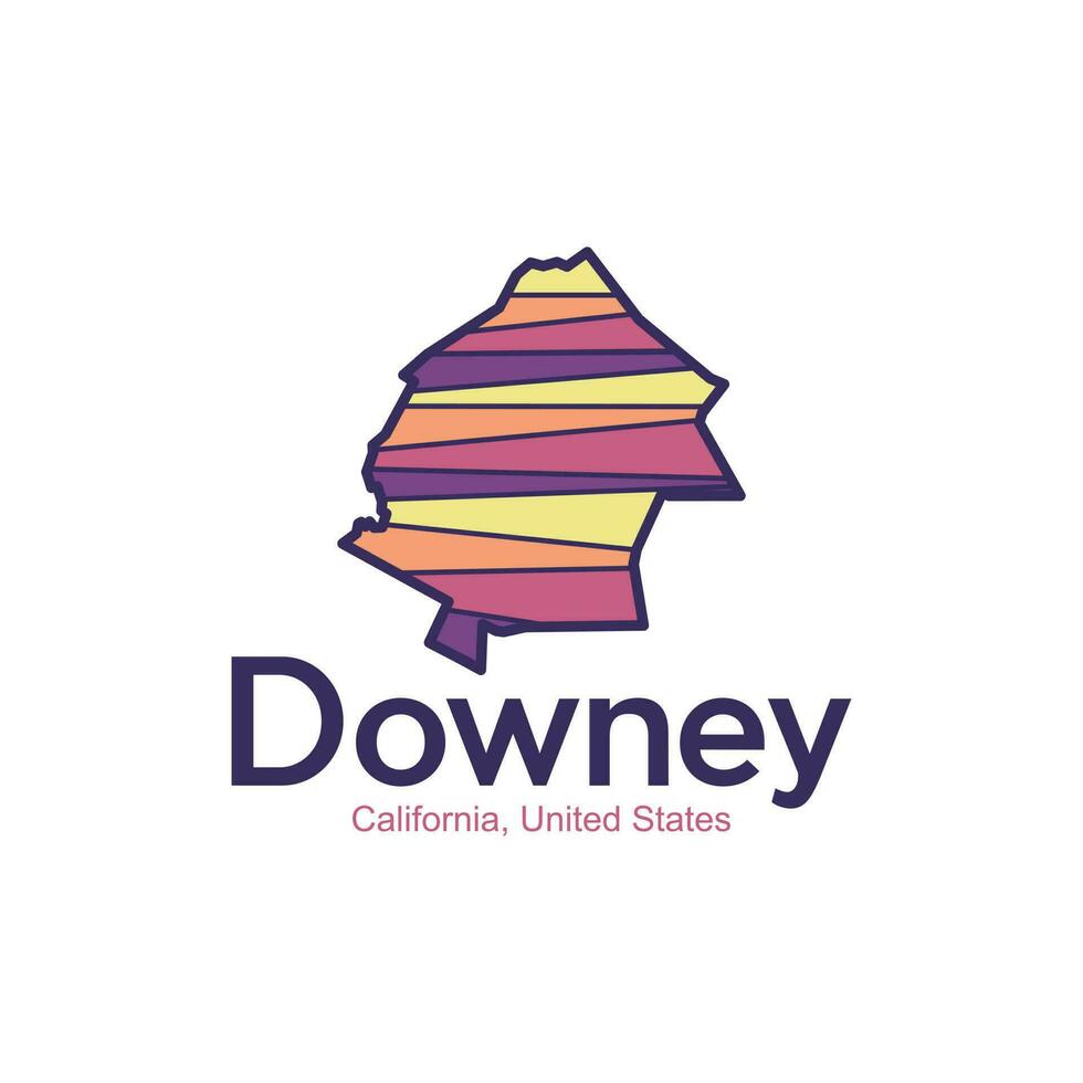 carta geografica di downey California città moderno geometrico logo vettore