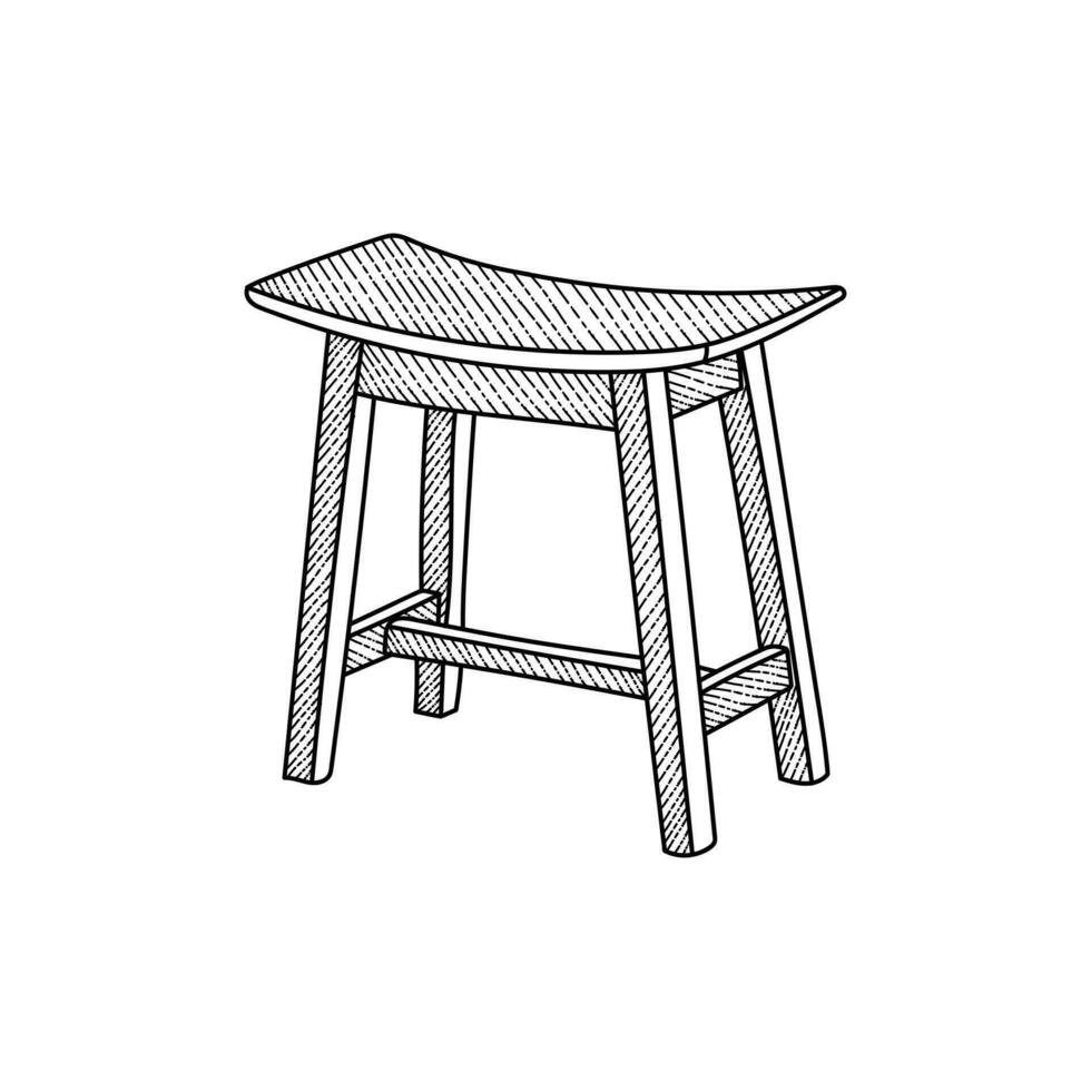 di legno sedia linea arte illustrazione creativo design vettore