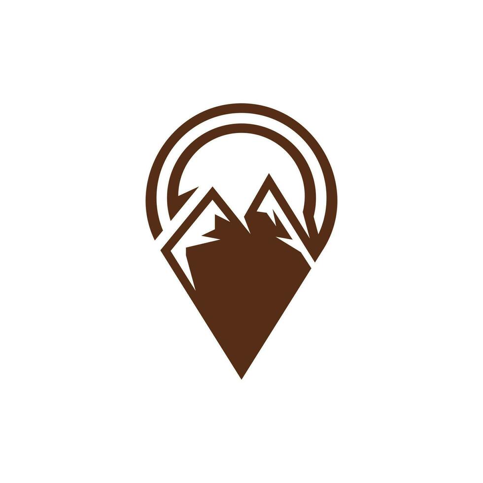 perno montagna logo icona, carta geografica perno e montagna icona logo disegno, moderno perno Posizione con montagna geometrico logo design vettore