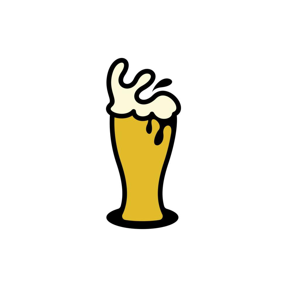 bicchiere boccali pieno di birra e schizzato schiuma. nero e bianca mano disegnato vettore illustrazione, birra tazze