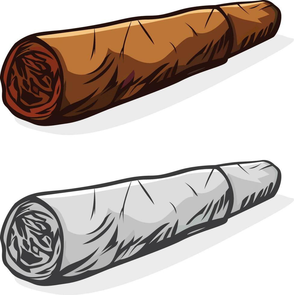 cubano sigaro vettore illustrazione sigaro colorato e nero e bianca vettore Immagine