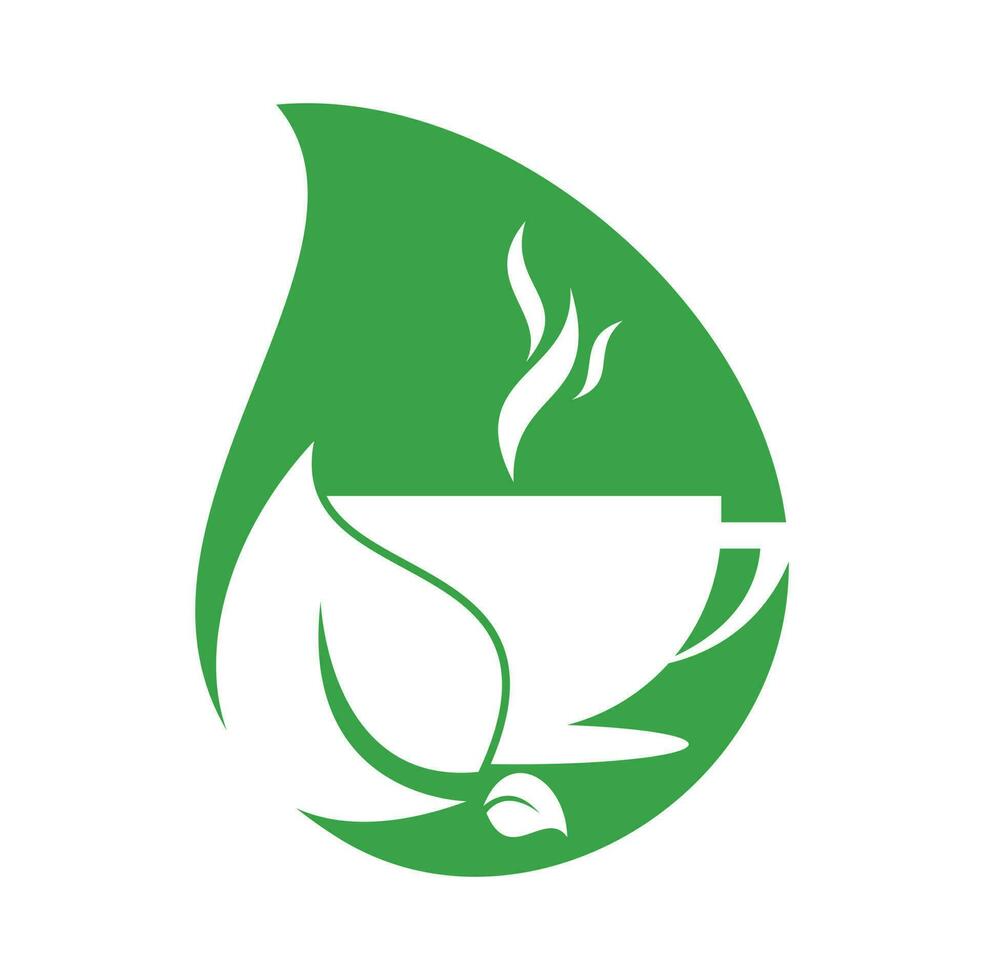 eco caffè far cadere forma concetto logo modello design. verde caffè logo modello design vettore. vettore
