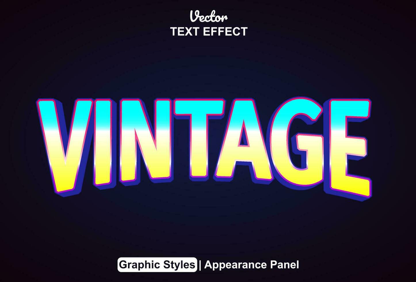 Vintage ▾ testo effetto con viola colore grafico stile e modificabile. vettore