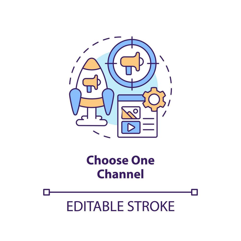 scegliere uno canale concetto icona. ottenere iniziato con sociale media pubblicità astratto idea magro linea illustrazione. isolato schema disegno. modificabile ictus vettore