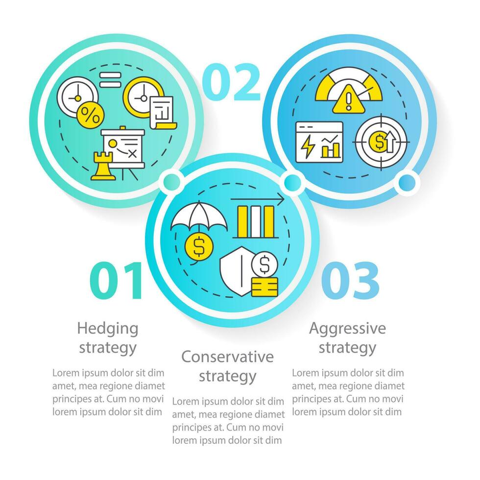 Lavorando capitale strategie blu cerchio Infografica modello. dati visualizzazione con 3 passi. modificabile sequenza temporale Informazioni grafico. flusso di lavoro disposizione con linea icone vettore