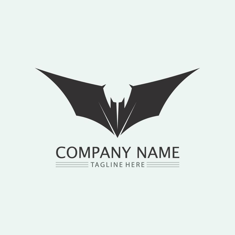 pipistrello logo animale e vettoriale, ali, nero, halloween, vampiro, gotico, illustrazione, design icona pipistrello vettore