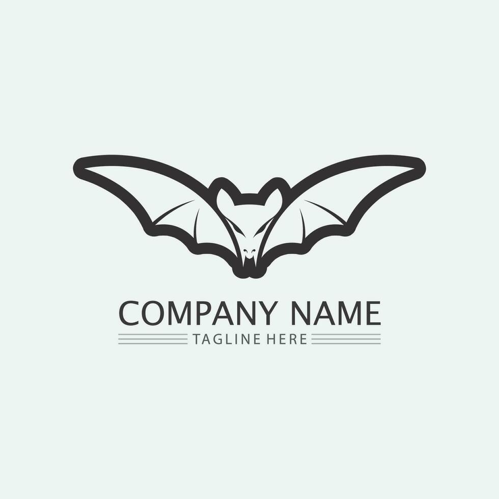 pipistrello logo animale e vettoriale, ali, nero, halloween, vampiro, gotico, illustrazione, design icona pipistrello vettore