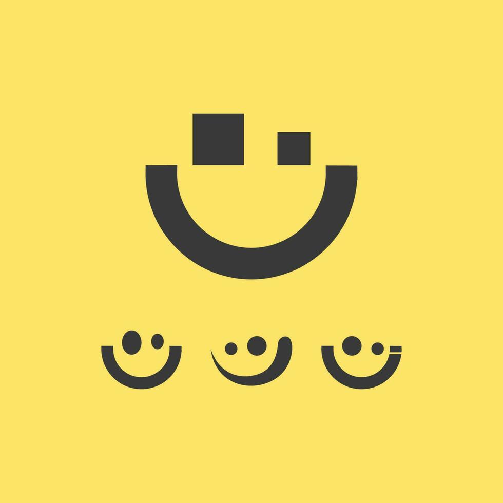 icona sorriso, sorriso, disegno vettoriale logo felice business emoticon, design divertente e vettore emoji felicità