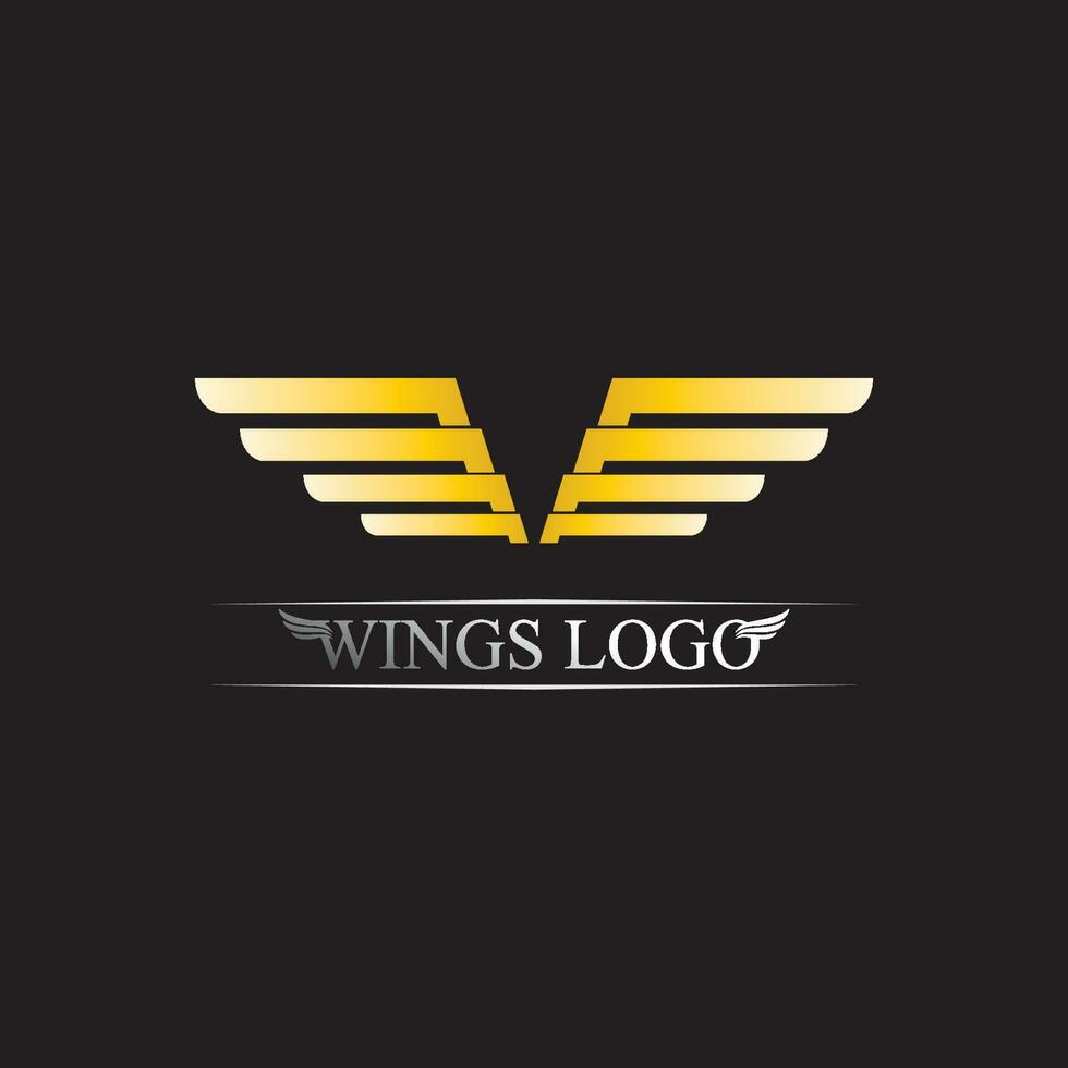 simbolo del logo dell'ala in oro nero per un designer professionista vettore