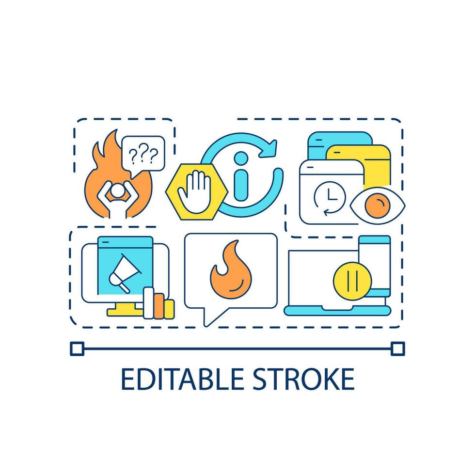 affare con notizia sovraccarico concetto icona. impedire intossicazione. gestire informazione consumo astratto idea magro linea illustrazione. isolato schema disegno. modificabile ictus vettore