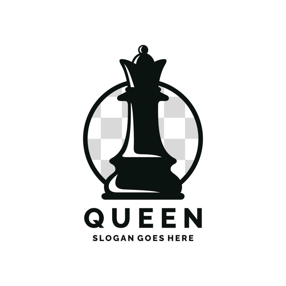 Regina scacchi logo design vettore illustrazione