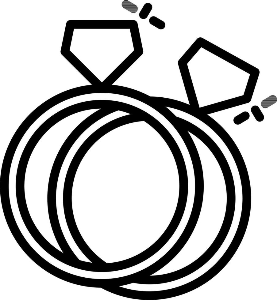 Due diamante anelli icona nel nero linea arte. vettore