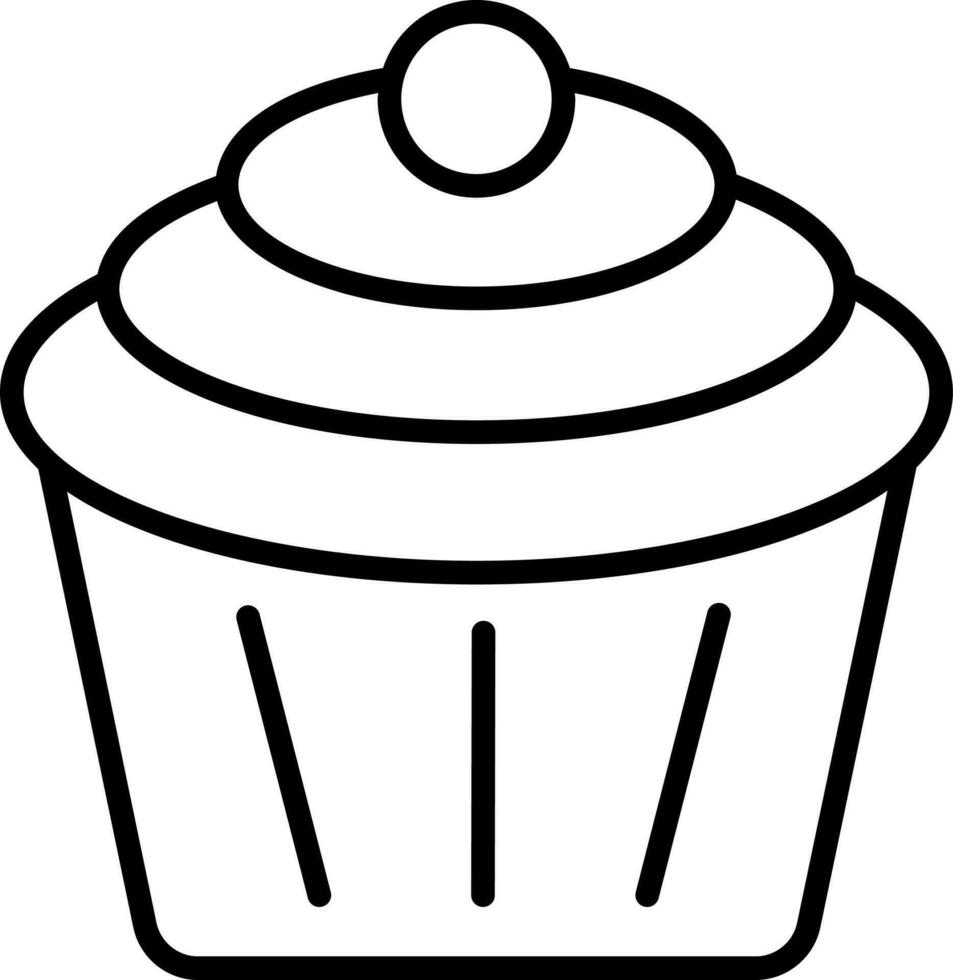 Cupcake o focaccina icona nel nero linea arte. vettore