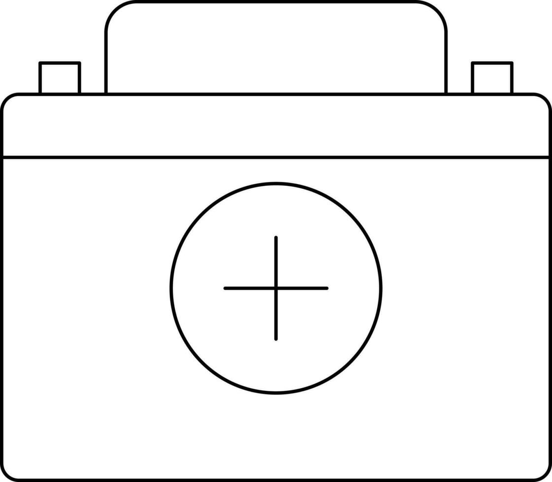 primo aiuto scatola icona o simbolo nel nero linea arte. vettore