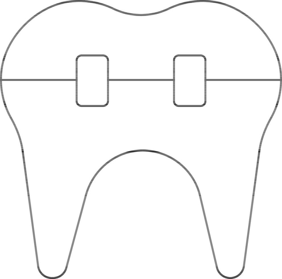 denti bretelle icona nel nero linea arte. vettore