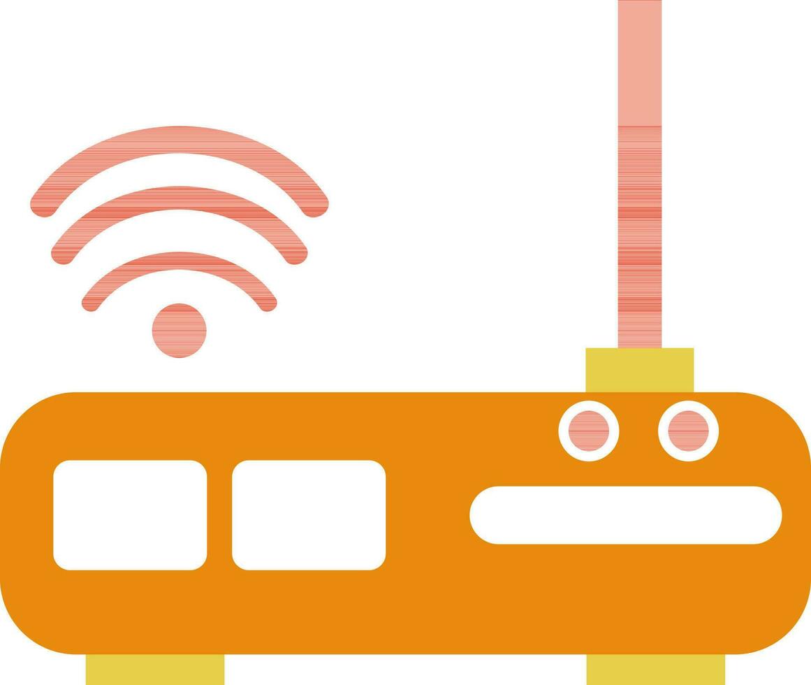 arancia router icona con Wi-Fi cartello. vettore
