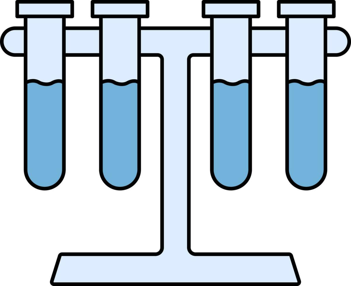 piatto stile test tubo cremagliera icona nel blu colore. vettore