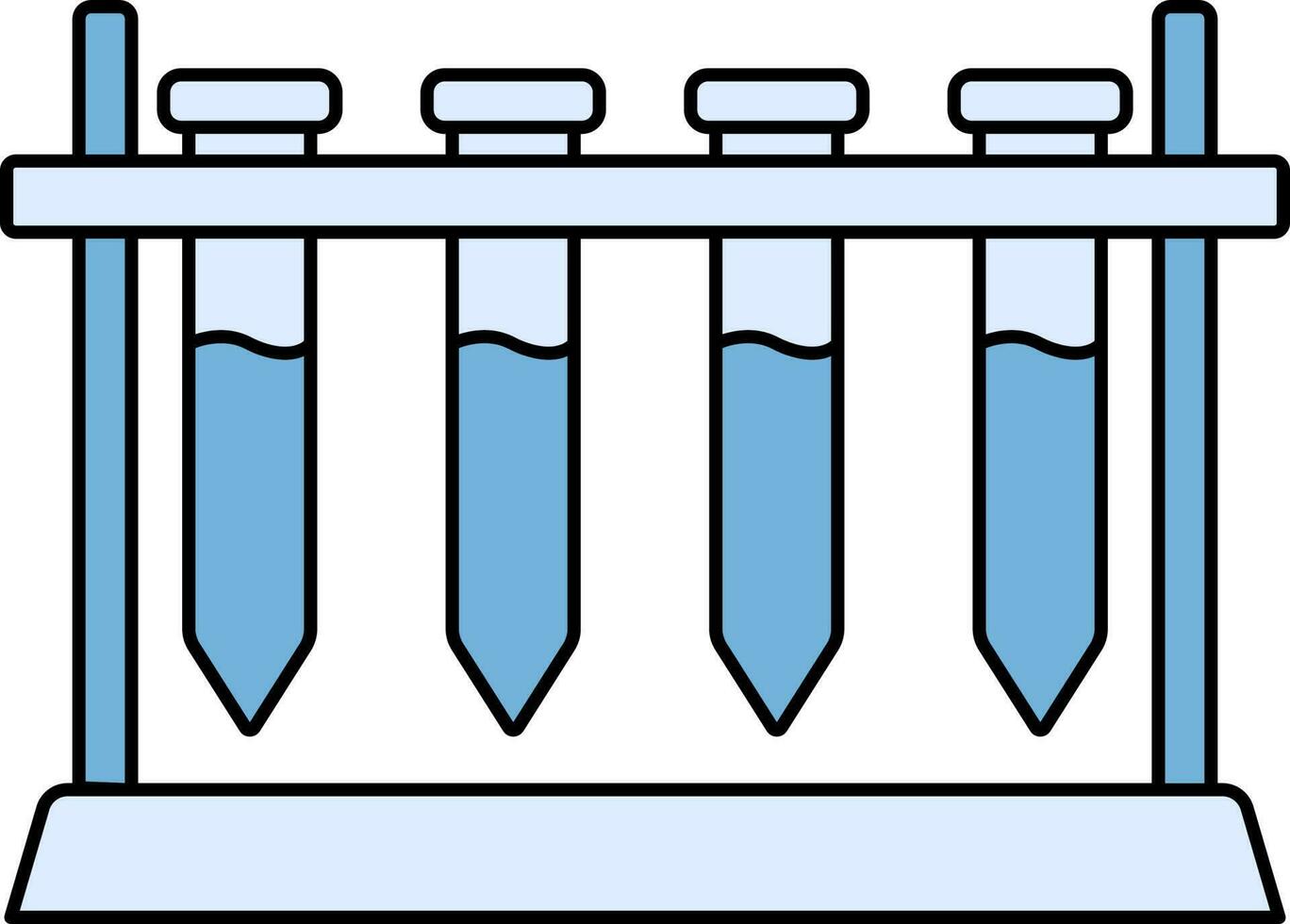 piatto stile test tubo cremagliera icona nel blu colore. vettore