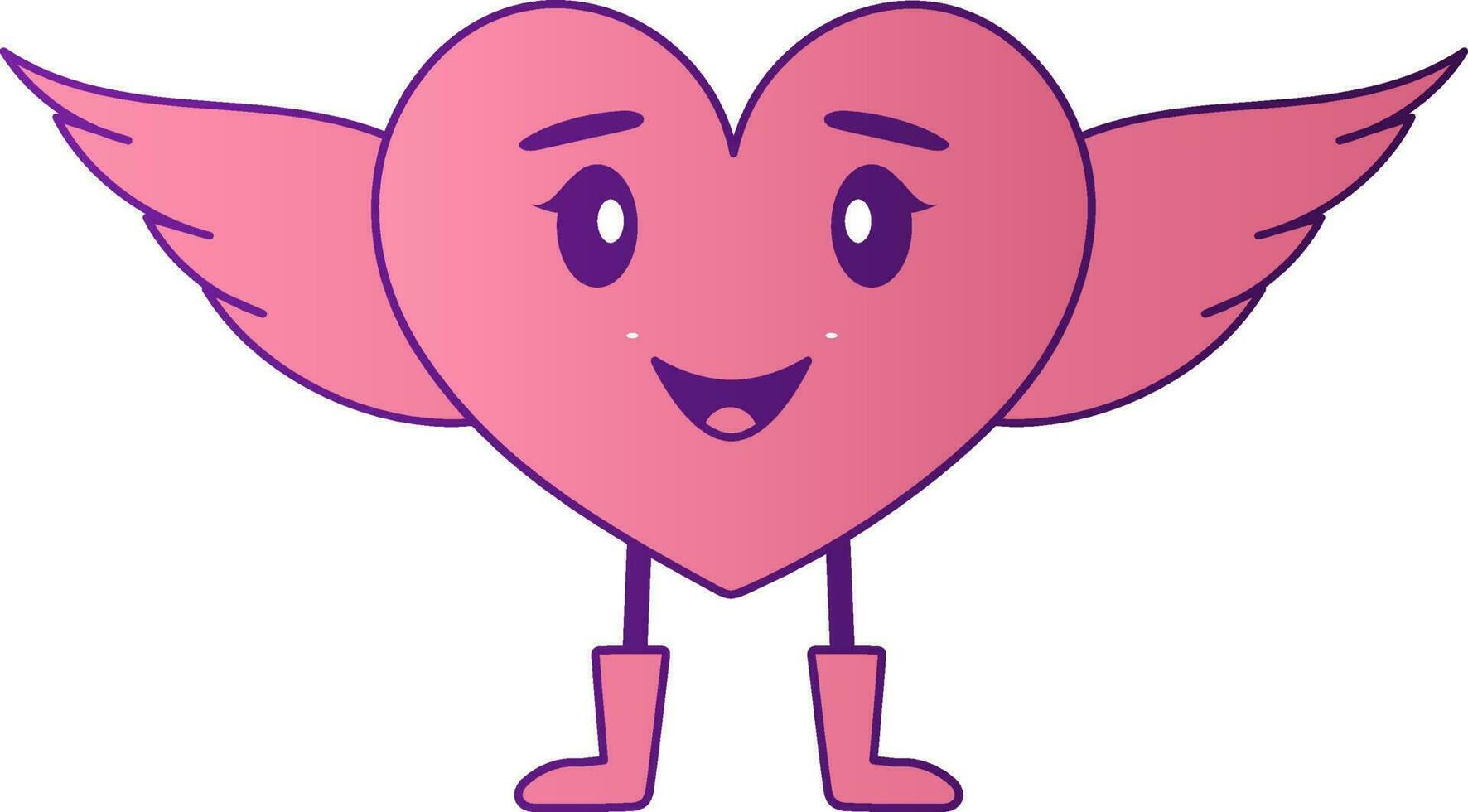 illustrazione di angelo cuore personaggio icona nel rosa e viola colore. vettore
