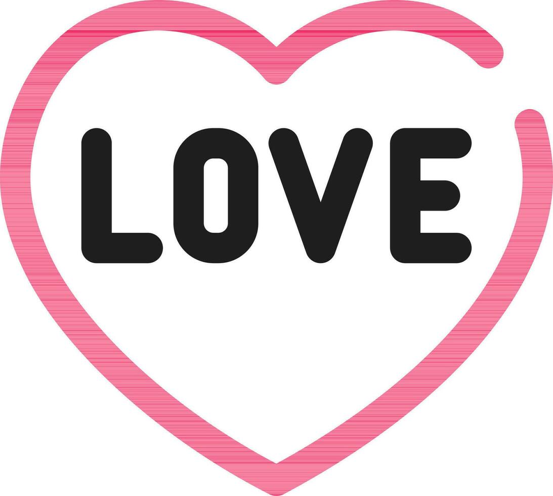amore testo su cuore forma icona nel nero e rosa colore. vettore