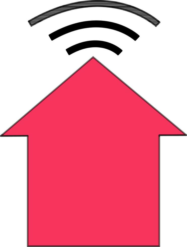 rosa freccia con nero Wi-Fi cartello su bianca sfondo. vettore